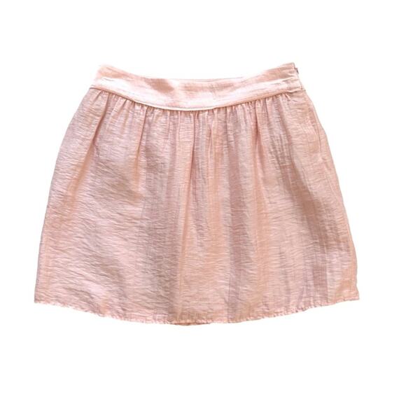 Ann Taylor Loft Skirt Pink Linen Blend Pockets Lined Full Mini Skirt Size 6 - Picture 1 of 11
